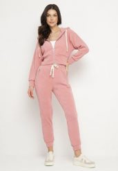 Różowy Bawełniany Komplet Dresowy Bluza z Kapturem i Spodnie ze Sznurkiem Hariven. Czerwone bluzy damskie Born2be, l, bez wzorów, z bawełny, z kapturem. Za 139.99 zł.
