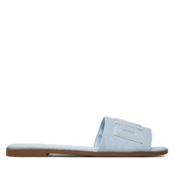 Klapki DKNY. Niebieskie klapki damskie DKNY, bez wzorów, bez obcasa. Za 239.99 zł.