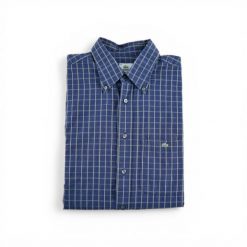 Second life - Klasyczna koszula w kratę dla mężczyzn - Stan bardzo dobry. Niebieskie koszule męskie Lacoste, m, bez wzorów, klasyczne, bez kołnierzyka, bez ramiączek. Za 169.16 zł.