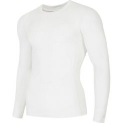 Longsleeve treningowy męski TSMLF401 - BIAŁY. Białe bluzki z długim rękawem męskie 4f, m, bez wzorów, bez kołnierzyka. W wyprzedaży za 69.99 zł.