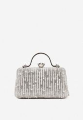 Srebrna Torebka Kopertówka Ozdobiona Perełkami i Cyrkoniami Fessurea. Szare kopertówki damskie Renee, bez wzorów, eleganckie, na ramię, bez dodatków. Za 119.99 zł.