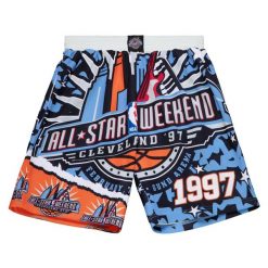 Szorty NBA All Star. Brązowe krótkie spodenki sportowe męskie Mitchell & Ness, bez wzorów, do koszykówki. Za 338.00 zł.