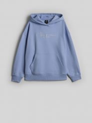4F Bluza dresowa loose z kapturem damska - niebieska L. Niebieskie bluzy damskie 4f, l, bez wzorów, z bawełny, klasyczne, bez kołnierzyka, bez ramiączek, z kapturem. Za 189.99 zł.