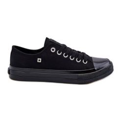 Trampki Męskie Niskie Big Star NN174110 Czarne. Czarne trampki męskie bez wzorów, z materiału, eleganckie, bez zapięcia. Za 191.73 zł.