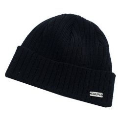 Capu Czapka zimowa 728-B Black. Czarne czapki i kapelusze męskie Capu, na zimę, bez wzorów, z materiału. W wyprzedaży za 19.00 zł.