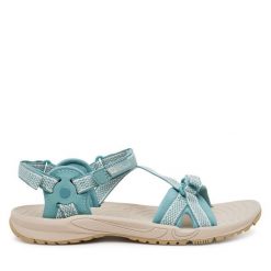 Sandały Jack Wolfskin. Niebieskie sandały damskie Jack Wolfskin, bez wzorów, bez obcasa, na płaskiej podeszwie, bez zapięcia. Za 189.99 zł.