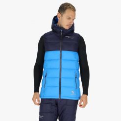 Kamizelka turystyczna męska Swedemount Östersund Down Vest wodoodporny. Niebieskie kurtki męskie SWEDEMOUNT, m, bez wzorów, z puchu, casualowe, bez kaptura. Za 399.99 zł.