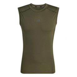 Tank top adidas Techfit Compression. Zielone t-shirty męskie Adidas, bez wzorów, sportowe, bez kołnierzyka. Za 149.00 zł.