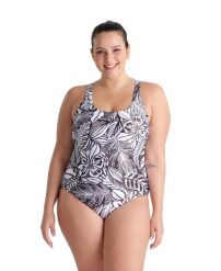 Strój kąpielowy damski plus size Arena Allover. Białe kostiumy jednoczęściowe damskie Arena, plus size, bez wzorów, z materiału, sportowe, plus size, na fitness i siłownię. Za 171.98 zł.