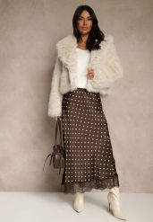 Brązowa Spódnica z Wiskozy High Waist Ozdobiona Kropkami i Koronką Monivia. Brązowe spódnice damskie Renee, bez wzorów, z jeansu, z podwyższonym stanem, maxi. Za 139.99 zł.