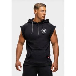 Huntley Bluza z kapturem bez rękawów - Czarny. Czarne bluzy sportowe męskie GORILLA WEAR, bez wzorów, z kapturem, na fitness i siłownię. Za 255.00 zł.