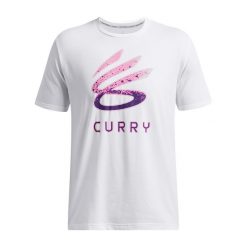 Koszulka męska Under Armour Curry Logo Trend. Białe koszulki sportowe męskie Under Armour, m, bez wzorów, bez kołnierzyka, bez ramiączek, do koszykówki. Za 129.99 zł.