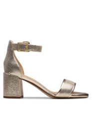 Clarks Sandały Ezoria Mae 26181296 Złoty. Żółte sandały damskie Clarks, bez wzorów, ze skóry, bez obcasa, na słupku, bez zapięcia. Za 339.99 zł.