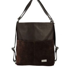 Torebka plecak z zamszem - Brązowa ciemna. Brązowe plecaki damskie Barberinis, bez wzorów, ze skóry, eleganckie. Za 326.99 zł.