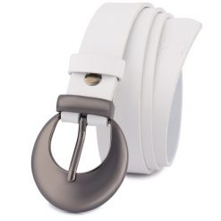Pasek skórzany BELTIMORE r.100-115 cm O03 biały. Białe paski damskie bez wzorów. Za 54.99 zł.