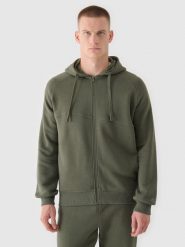 4F Bluza dresowa rozpinana z kapturem męska - khaki S. Brązowe bluzy męskie 4f, m, bez wzorów, z bawełny, z kapturem. W wyprzedaży za 89.99 zł.
