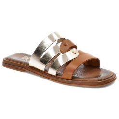 Złote Klapki Lemar Wygodne Buty Na Lato. Żółte klapki damskie Lemar, bez wzorów, ze skóry, eleganckie, bez obcasa. Za 169.00 zł.