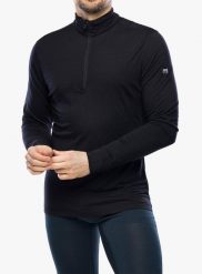 Bluza bez kaptura Super.natural Tundra175 Zip 1/4. Czarne bluzy męskie super.natural, l, bez wzorów, ze skóry, bez kaptura. Za 406.99 zł.