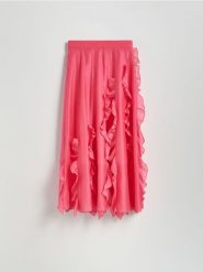 Spódnica midi z lyocellu - intensywny róż. Czerwone spódnice damskie Reserved, l, bez wzorów, z lyocellu, midi. W wyprzedaży za 139.99 zł.