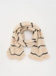 Miękki szalik z cekinami - kremowy. Białe szaliki i chusty damskie Reserved, bez wzorów. W wyprzedaży za 25.99 zł.