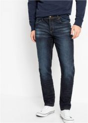 Dżinsy slim fit ze stretchem, tapered. Niebieskie jeansy męskie bonprix. Za 159.99 zł.