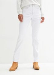 Dżinsy ze stretchem Straight, mid waist. Białe jeansy damskie bonprix. Za 84.99 zł.