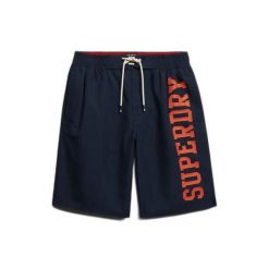 Szorty kąpielowe Superdry Logo 19. Niebieskie krótkie spodenki sportowe męskie Superdry., m, bez wzorów, z materiału, do pływania. Za 249.15 zł.
