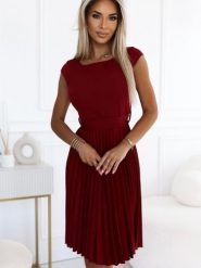 Sukienka Model Lila 311-15 Bordo - Numoco. Czerwone sukienki damskie NUMOCO, l, bez wzorów, eleganckie, bez kołnierzyka, plus size, bez ramiączek, mini, rozkloszowane. Za 354.35 zł.