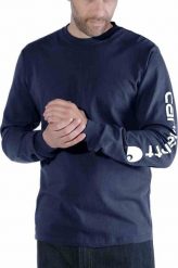 Carhartt Koszulka Carhartt Logo Long Sleeve Navy. Niebieskie bluzki z długim rękawem męskie Carhartt, m, bez wzorów, bez kołnierzyka. Za 119.56 zł.