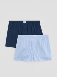 2 pack bokserek Loose z bawełny merceryzowanej - niebieski. Niebieskie bokserki męskie Reserved, l, bez wzorów, z bawełny. Za 79.99 zł.