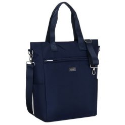 Shopperka damska w granatowym kolorze, jednokomorowa i zamykana suwakiem Peterson PTN CTY-17. Torebki do ręki damskie Peterson, bez wzorów, bez dodatków. Za 79.99 zł.