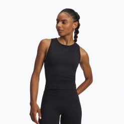 Koszulka Under Armour Project Rock Seamless. Czarne koszulki sportowe damskie Under Armour, bez wzorów, bez kołnierzyka, bez ramiączek, na fitness i siłownię. Za 149.99 zł.