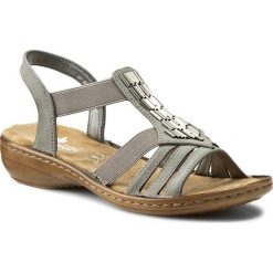 Sandały RIEKER - 60800-42 Grey. Szare klapki damskie Rieker, z aplikacjami, z materiału, bez obcasa, na obcasie, bez zapięcia. W wyprzedaży za 179.00 zł.