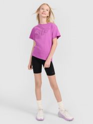 4F Legginsy kolarki dzianinowe dziewczęce - czarne 158 (12-13 lat). Czarne legginsy dla dziewczynek 4f, bez wzorów, z bawełny, krótkie. Za 39.99 zł.