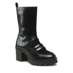 Botki Caprice. Czarne botki damskie Caprice, bez obcasa, na słupku, bez zapięcia. Za 379.99 zł.
