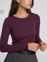 Bawełniana prążkowana koszulka z długim rękawem - czerwony. Czerwone t-shirty damskie Sinsay, l, bez wzorów, z bawełny, bez kołnierzyka. Za 19.99 zł.