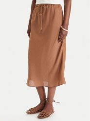 Marella Spódnica maxi Gamba 2613101094 Brązowy Regular Fit. Brązowe spódnice damskie Marella, bez wzorów, ze lnu, maxi. Za 749.99 zł.