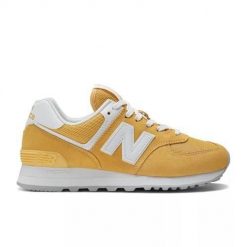 Buty do chodzenia damskie New Balance 574. Żółte obuwie sportowe damskie New Balance, bez wzorów, z materiału, trekkingowe, New Balance 574. Za 472.00 zł.