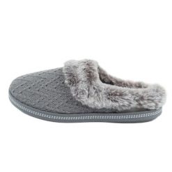 Kapcie damskie ocieplane Skechers 167225/GR szare. Szare kapcie damskie bez wzorów, z gumy. Za 283.73 zł.