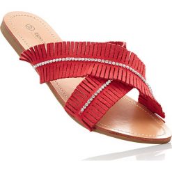 Klapki bonprix truskawkowy. Czerwone klapki damskie bonprix, w paski. Za 27.99 zł.