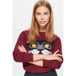 Sweter - Bordowy. Czerwone swetry damskie Cropp. W wyprzedaży za 29.99 zł.
