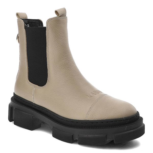 Beżowe Botki Karino Damskie Skórzane Obuwie. Brązowe botki damskie Karino, ze skóry, bez obcasa, na obcasie. Za 369.00 zł.