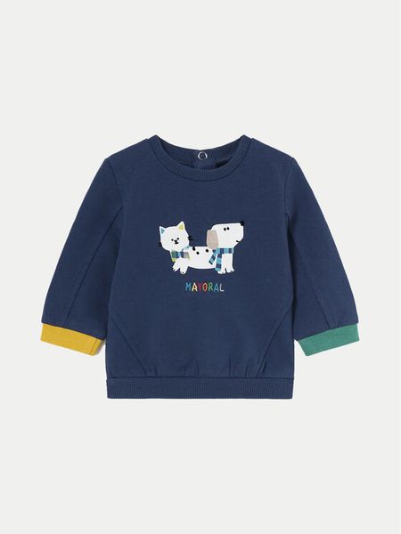 Mayoral Bluza 2455 Granatowy Regular Fit. Niebieskie bluzy dla chłopców Mayoral, bez wzorów, z bawełny, bez ramiączek, bez kaptura. Za 49.99 zł.