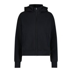 Bluza z kapturem z wysokim, prążkowanym kołnierzem dla kobiet CMP. Czarne bluzy damskie CMP, bez wzorów, prążkowane, z kapturem. Za 389.00 zł.