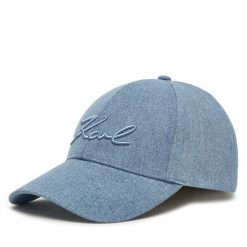 Czapka z daszkiem KARL LAGERFELD. Niebieskie czapki i kapelusze damskie KARL LAGERFELD, bez wzorów. Za 179.99 zł.