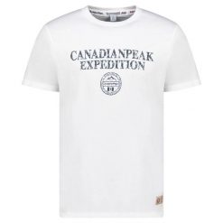 Koszulka Canadian Peak JVICKEAK WHITE RM MEN 254 (RBMSZ1308H/CP-BLANC). Białe koszulki sportowe męskie Canadian Peak, bez wzorów, bez kołnierzyka, bez ramiączek. Za 79.00 zł.