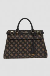 GUESS Brązowa Sestri Logo Luxury. Brązowe torebki do ręki damskie Guess, z aplikacjami, ze skóry ekologicznej, klasyczne, bez dodatków. W wyprzedaży za 607.99 zł.