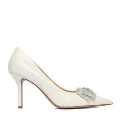 Czółenka Eva Minge. Białe szpilki damskie Eva Minge, bez wzorów, bez obcasa, bez zapięcia. Za 429.99 zł.