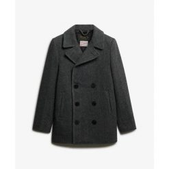 Płaszcz z mieszanki wełny Superdry Caban. Szare płaszcze męskie Superdry., xl, bez wzorów, ze skóry, eleganckie, bez kaptura. Za 865.35 zł.
