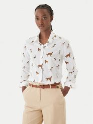 Barbour Koszula Safari LSH1357MI91 Biały Relaxed Fit. Białe bluzki damskie Barbour, bez wzorów, z bawełny, bez kołnierzyka, bez ramiączek. Za 439.99 zł.